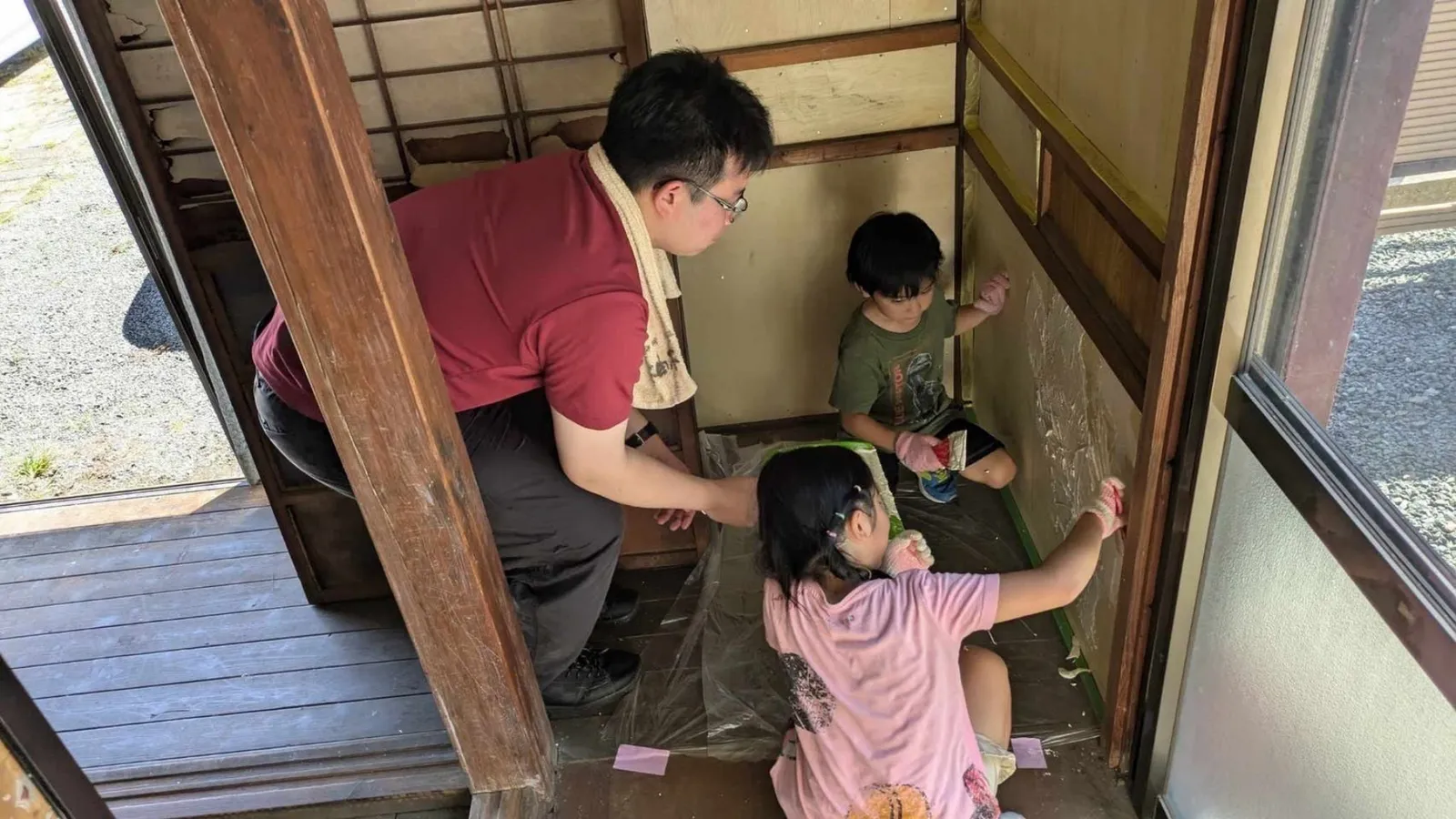 ミクソロジーハウスふじや 改装・左官イベントの様子